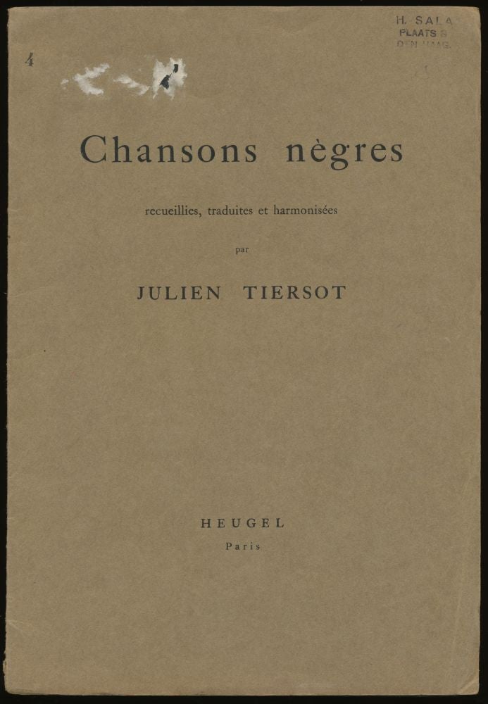 Item #19271 Chansons des Negres d'Amerique. Music, Julien Tiersot.