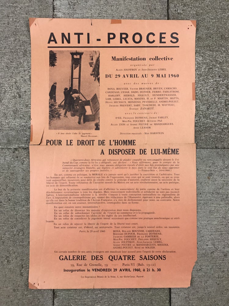Item #25609 Anti-Proces: Manifestation Collective. Jean-Jacques Lebel, organizers Alain Jouffroy.