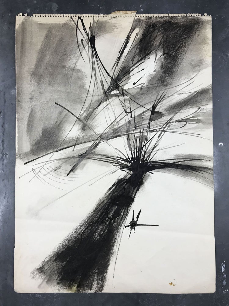 Item #26057 Abstract Untitled Ink Drawing from the Collection of Bobbie Louise Hawkins and Robert Creeley. René Laubies.