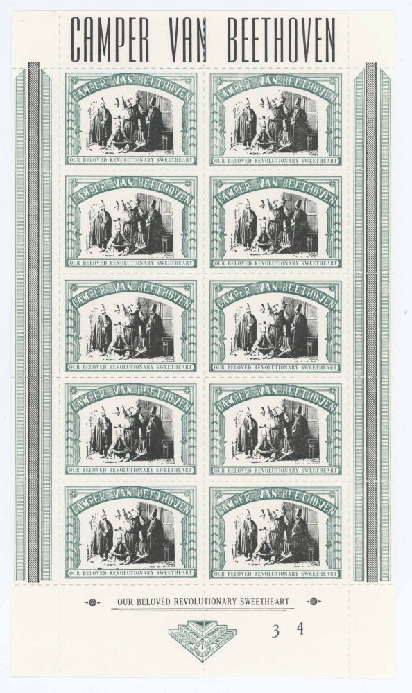 Item #26168 Letterpress Stampsheet for the Camper Van Beethoven Album 'Our Beloved Revolutionary Sweetheart'. Bruce. Camper van Beethoven Licher.