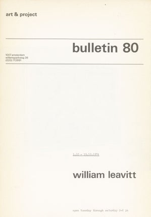Item #29034 Art & Project Bulletin 80. William Leavitt