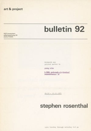 Item #29037 Art & Project Bulletin 92. Stephen Rosenthal