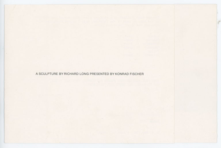 Item #29075 A Sculpture by Richard Long presented by Konrad Fischer. Richard Long.