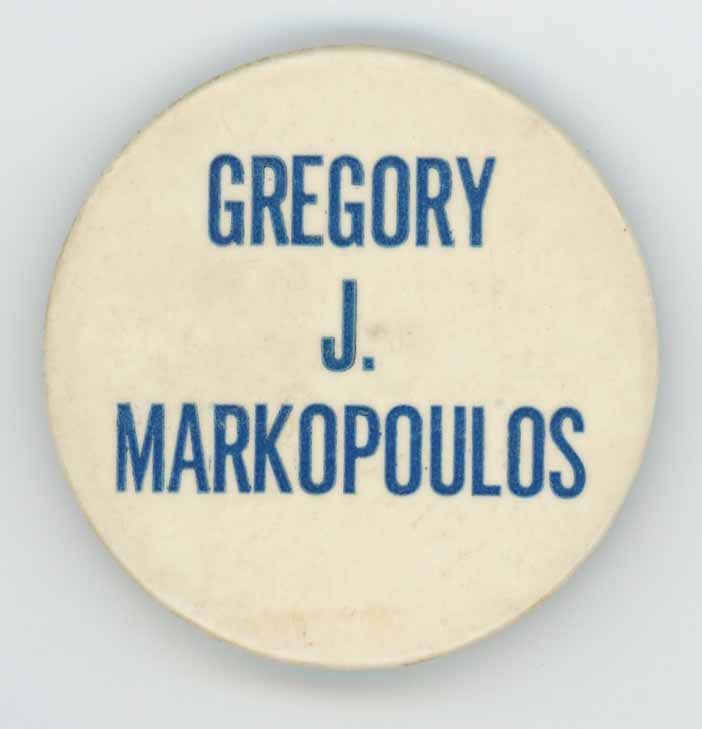 Item #29211 Gregory J. Markopoulos [Pin]. Gregory Markopoulos.