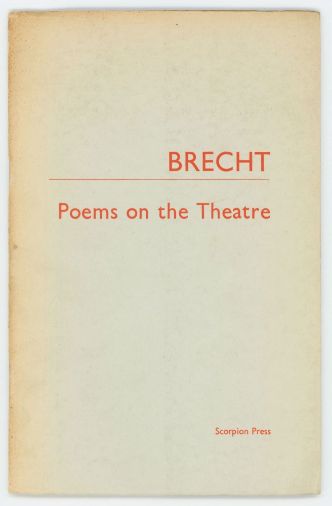Item #29373 Poems on the Theatre. Bertolt. John Berger Brecht, Anna Bostock.
