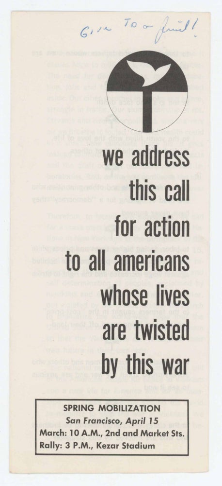 Item #29761 We Address This Call for Action to All Americans Whose Lives Are Twisted by This War. Spring Mopbilization Committee.