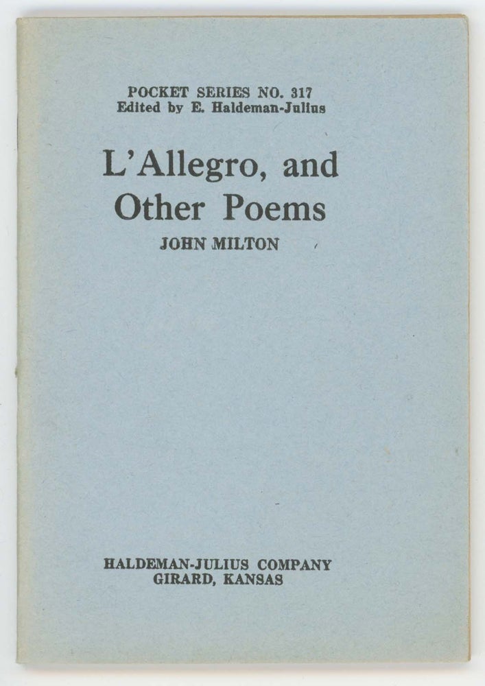 Item #30462 L'Allegro, and Other Poems [Ten Cent Pocket Series No. 317]. John Milton.