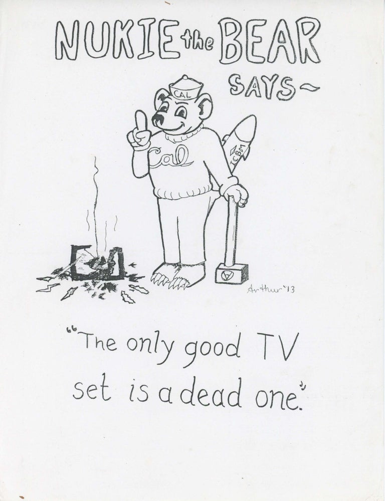 Item #30539 Nukie the Bear Says - "The Only Good TV Set is a Dead One." Television.