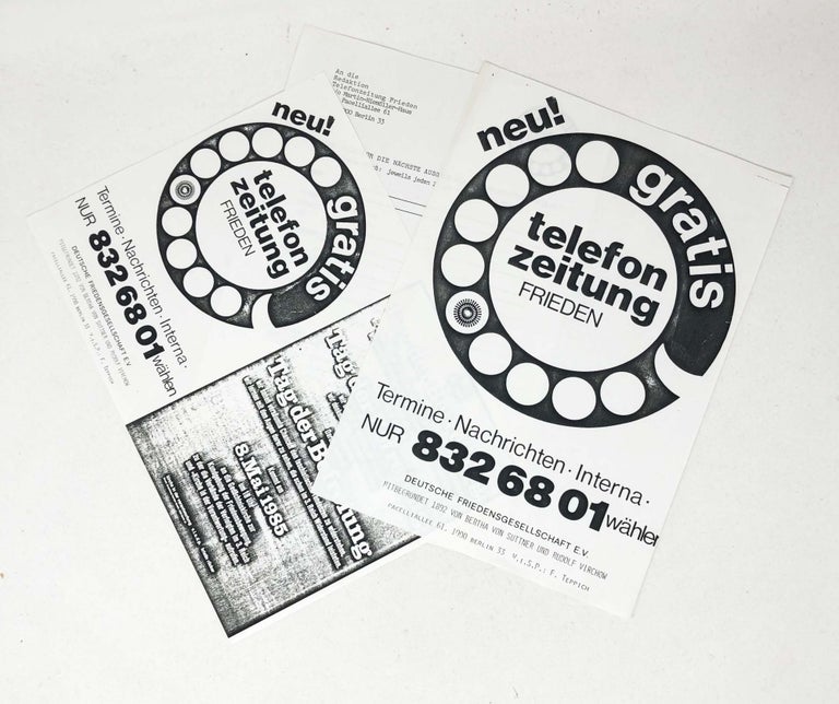 Item #30540 [Three Leaflets for a Telephone Newspaper]. Deutsch Friedensgesellschaft E. V.