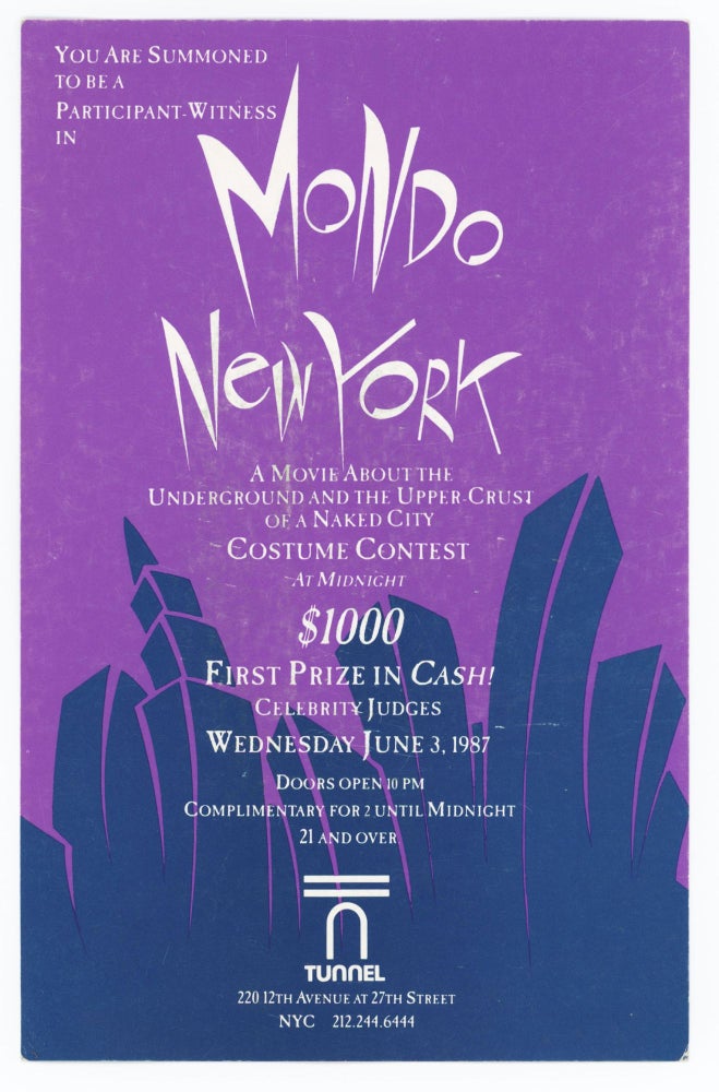 Item #30796 You Are Invited to be a Participant Witness in Mondo New York. Michael Alig.