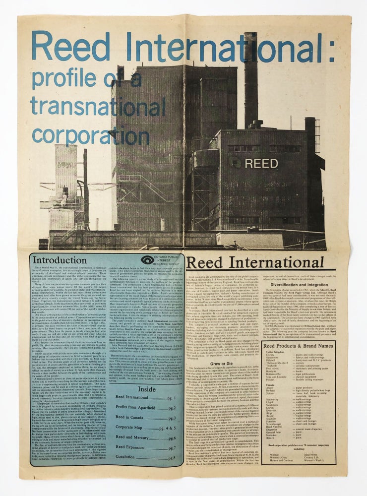 Item #30827 Reed International: Profile of a Transnational Corporation. Ontario Public Research Group.
