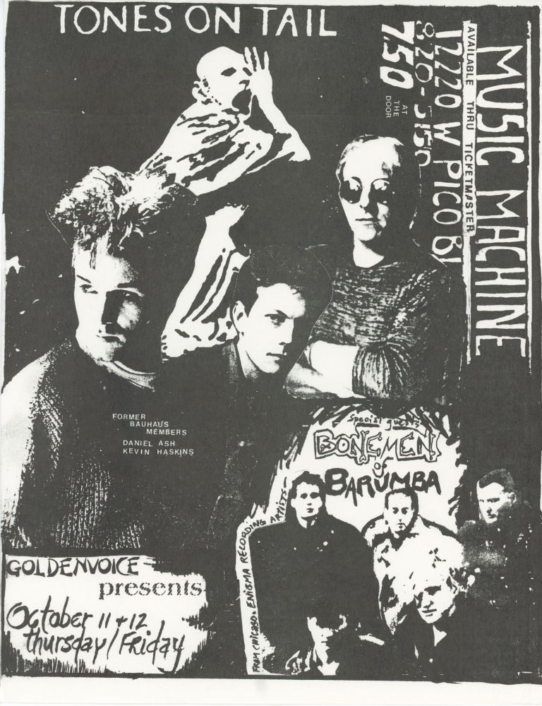 Item #31076 Flyer for a 1984 Show at Music Machine. Tones on Tail.