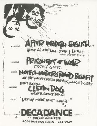 Item #31091 Flyer for a 1983 Show at the Decadance Night Clubette in Phoenix, Arizona. Meat...