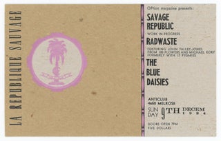 Item #31142 Letterpress Postcard for a 1984 Show at Anticlub. Radwaste Savage Republic, The Blue...