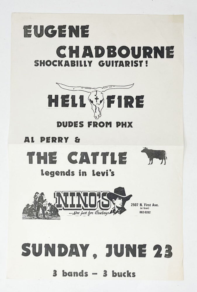 Item #31217 Oversized Flyer for a 1985 Show in Tucson. Hellfire Eugene Chadbourne, Al Perry, The Cattle.