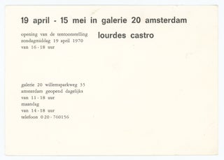 Item #31248 19 april - 15 mei in galerie 20 amsterdam [postcard]. Lourdes Castro