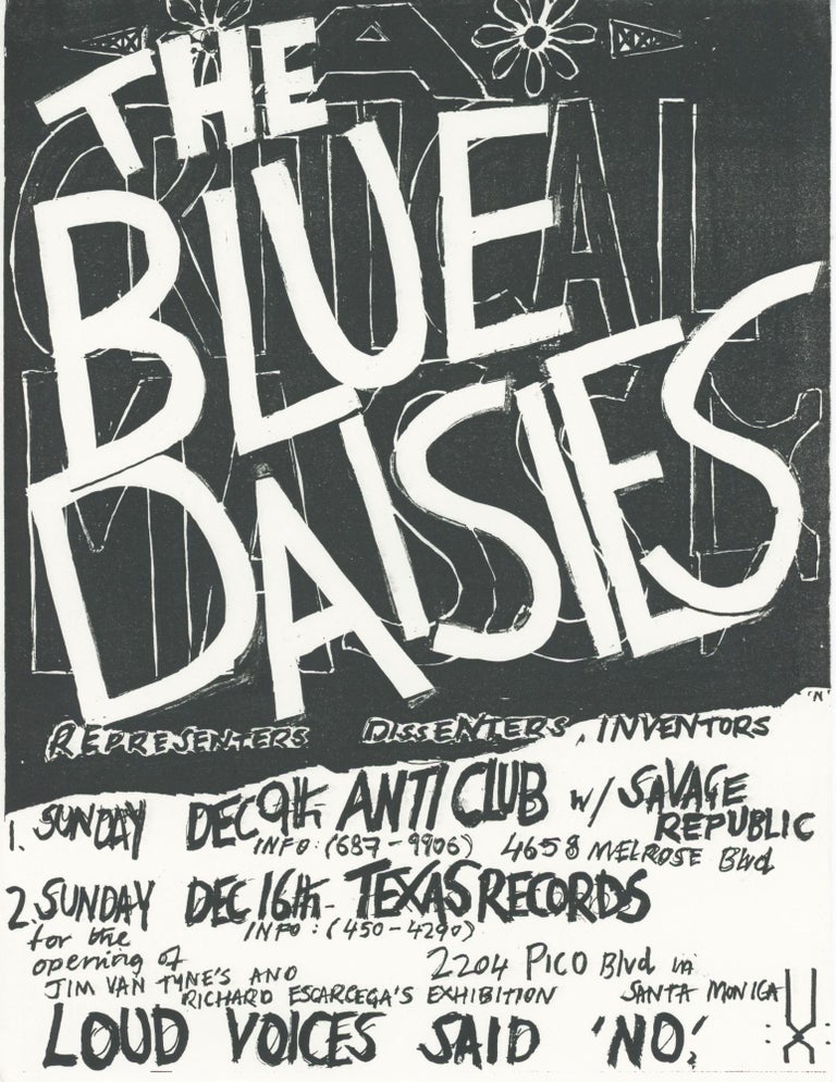 Item #31251 Flyer for a Series of 1984 Shows. The Blue Daisies. Savage Republic.
