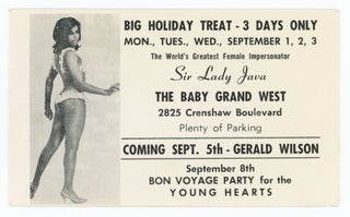 Item #31256 Promotional Card for Performances at The Baby Grand West. Sir Lady Java