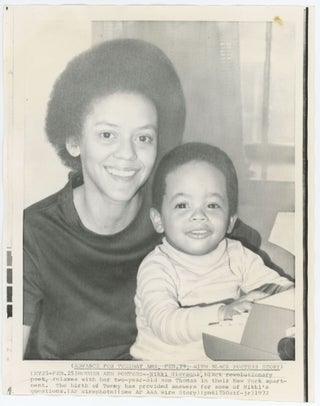 Item #31315 MOTHER AND POETESS-- Nikki Giovanni, Black Revolutionary Poet... [Press Photograph]....