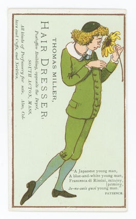 Item #31335 Thomas Miller, Hairdresser [Trade Card]. Oscar Wilde