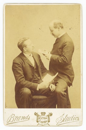 Item #31466 Cabinet Card Photograph of Two Men Reading. Photographs of People Reading