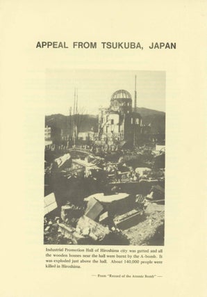 Item #31680 Appeal From Tsukuba, Japan. Bombing of Hiroshima